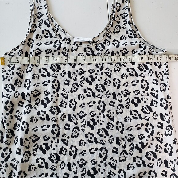 Equipment Femme Top Small Women's White Black Leopard Print Silk Preppy Chic - Picture 10 of 11